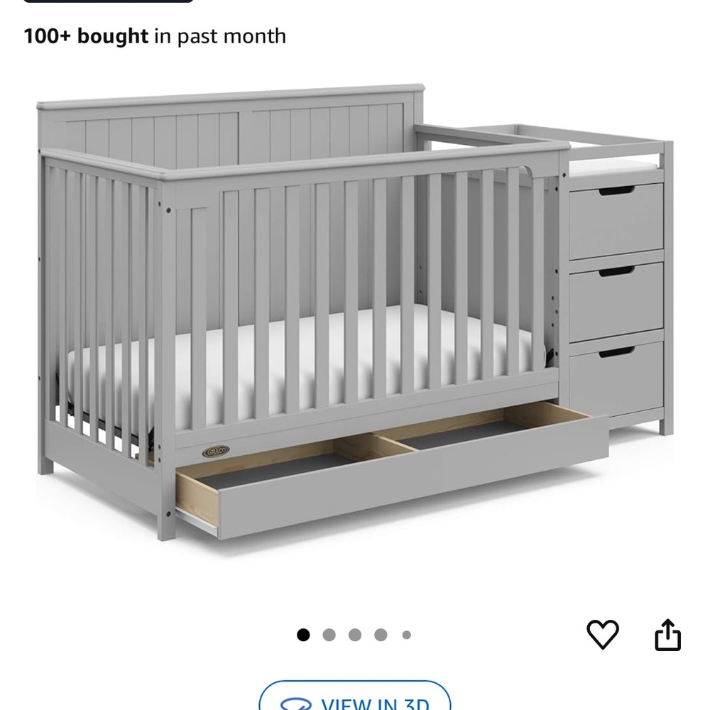 Elegant Gray Crib with Storage by [Brand]